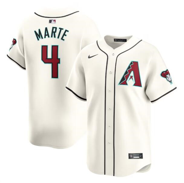 Men's Arizona Diamondbacks #4 Ketel Marte 2023/24 Cream Cool Base Stitched Baseball Jersey Men's Arizona Diamondbacks #4 Ketel Marte 2023/24 Cream Cool Base Stitched Baseball Jersey